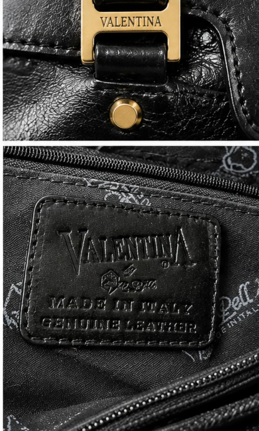 Valentina Black Genuine Leather Tote Bag Made in Italy - photo 3