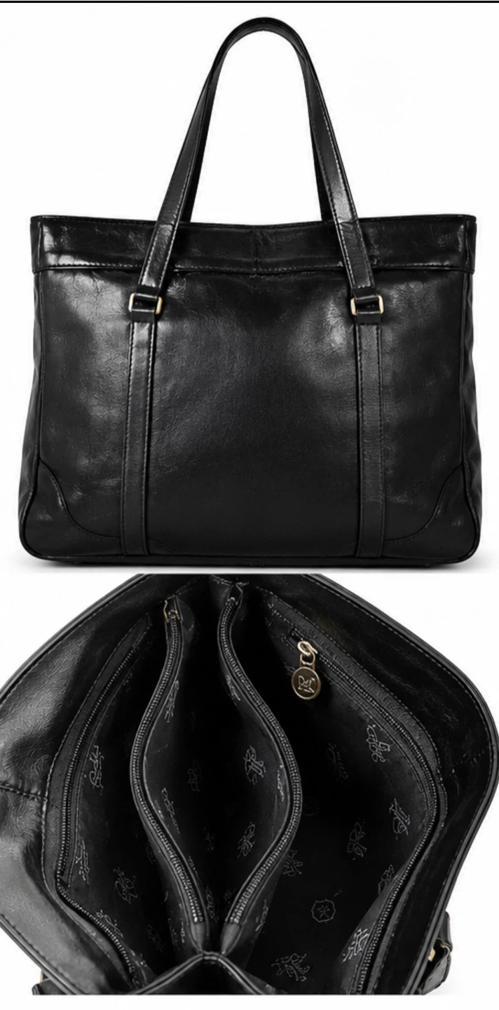 Valentina Black Genuine Leather Tote Bag Made in Italy - photo 4
