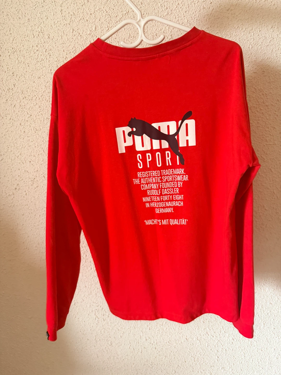 Puma Long Sleeve Pocket T-Shirt - Red Size S