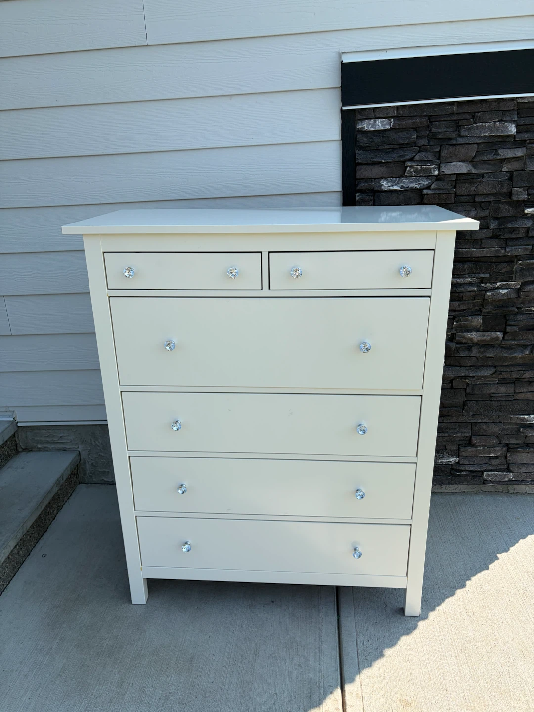 IKEA HEMNES dresser Tall white with crystal knobs