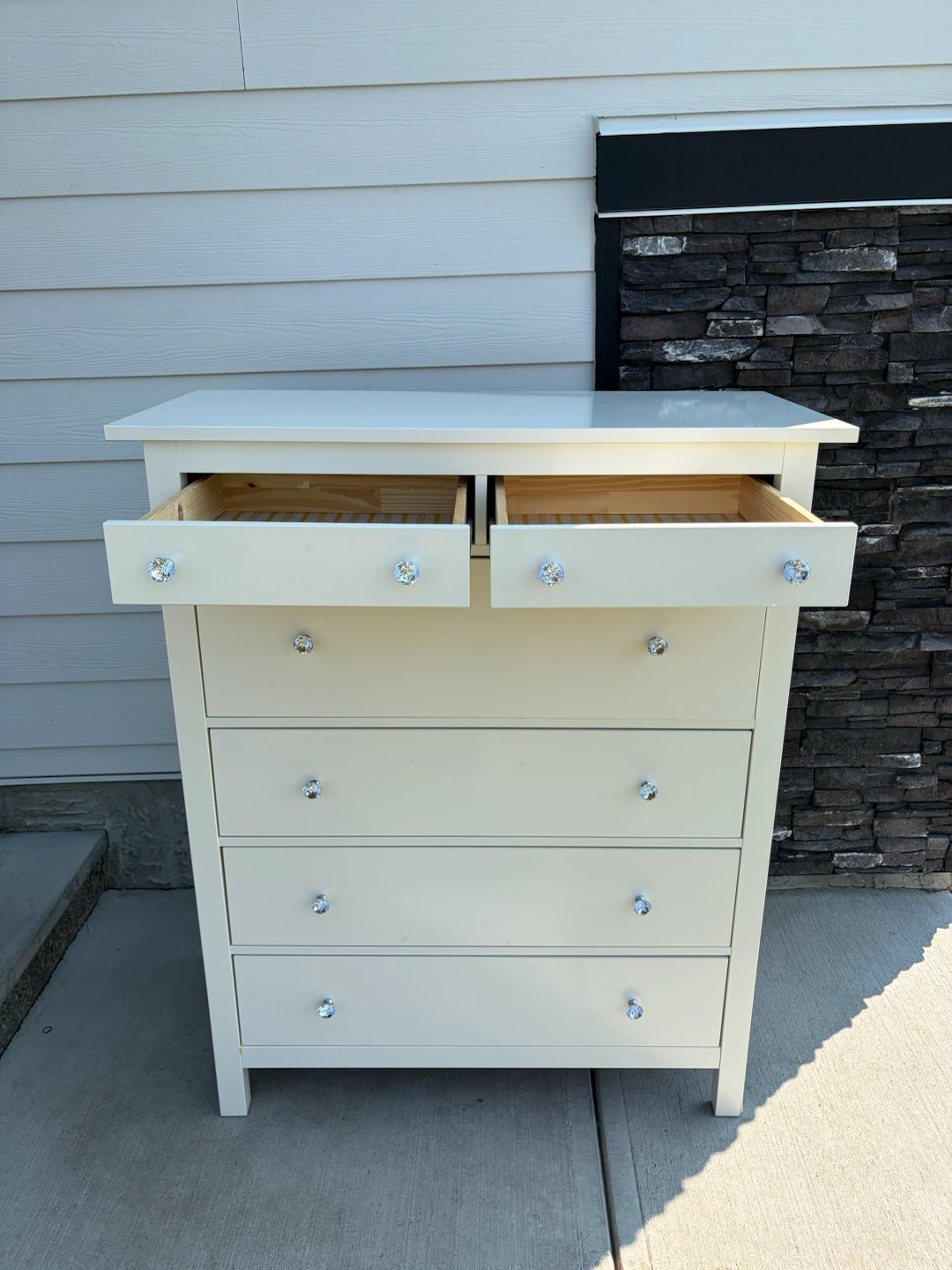 IKEA HEMNES dresser Tall white with crystal knobs - photo 2