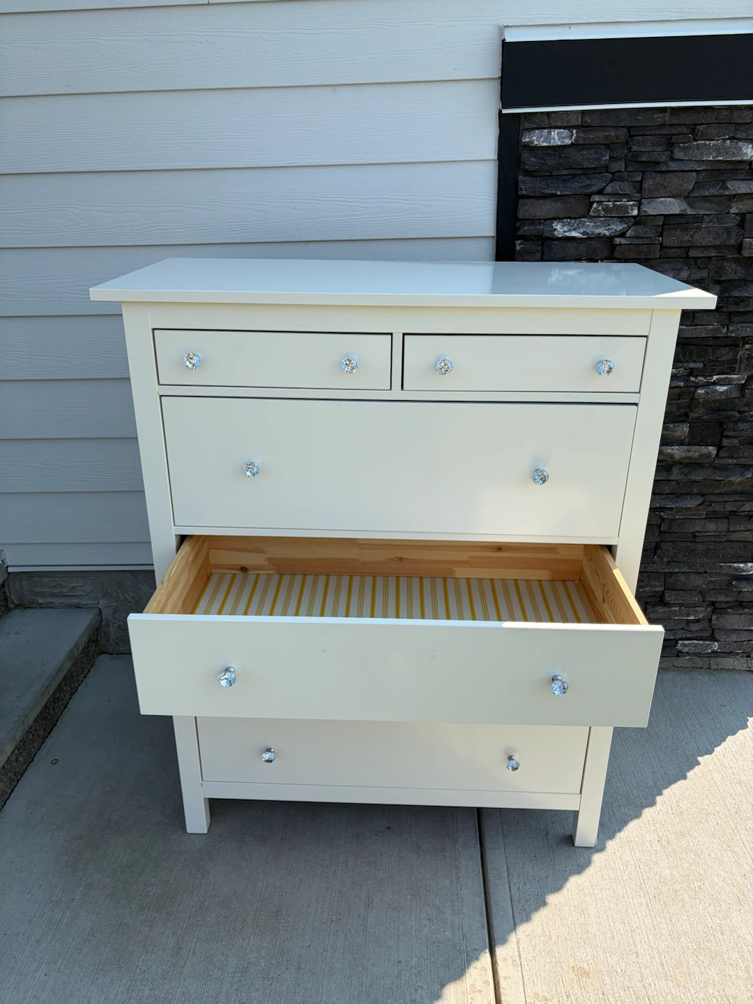 IKEA HEMNES dresser Tall white with crystal knobs - photo 4