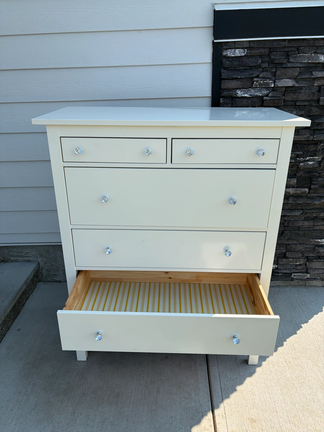 IKEA HEMNES dresser Tall white with crystal knobs - photo 5