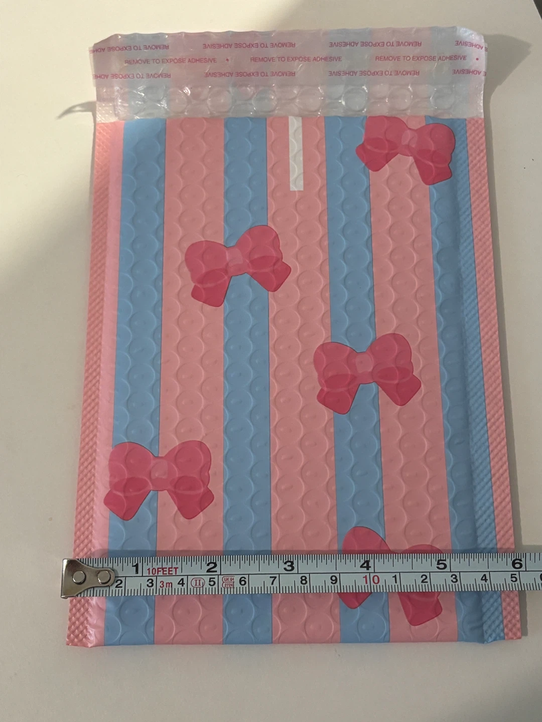 Pink and Blue Striped Bubble Mailer with Bows (200pcs) - photo 3