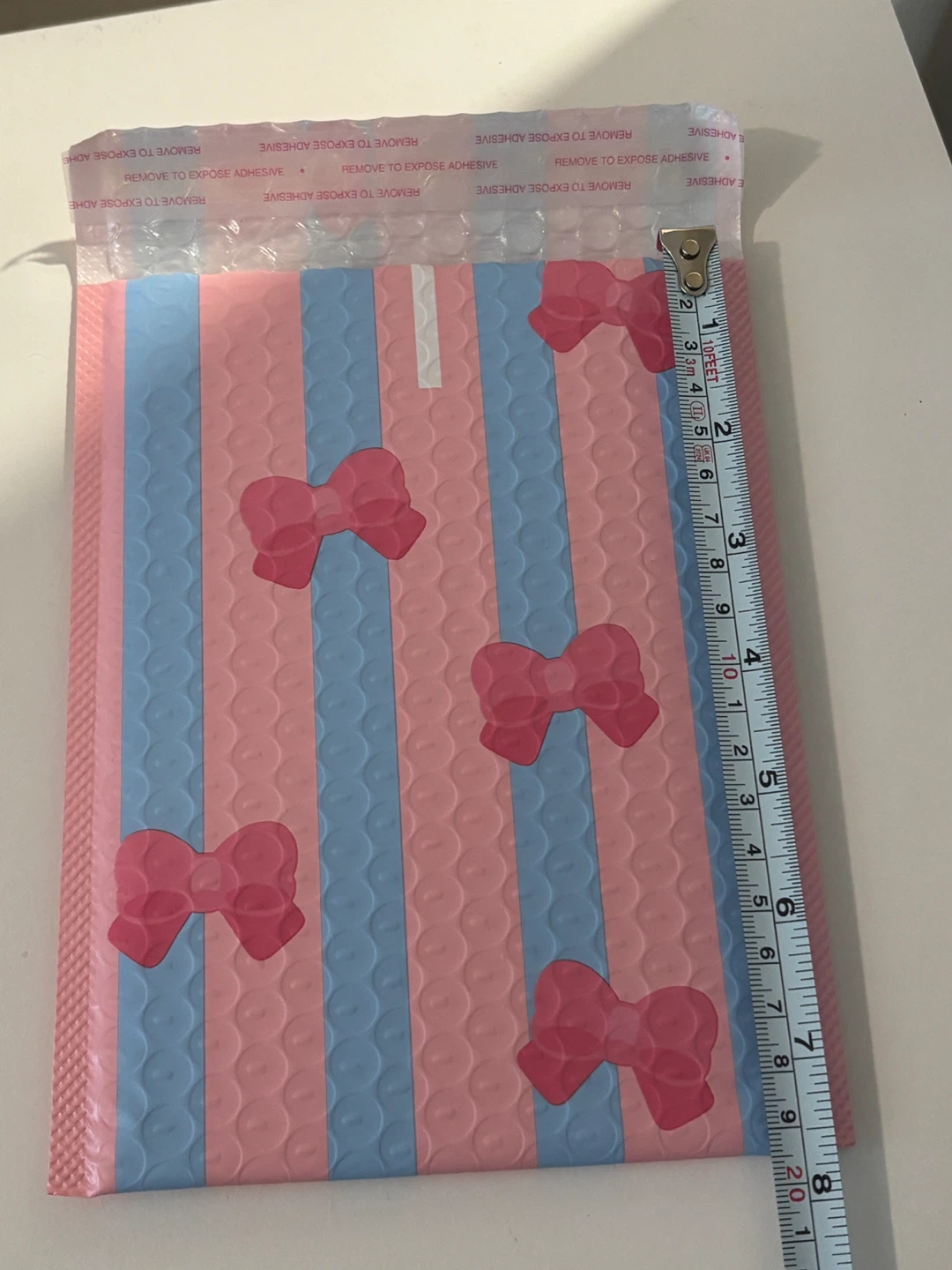 Pink and Blue Striped Bubble Mailer with Bows (200pcs) - photo 5