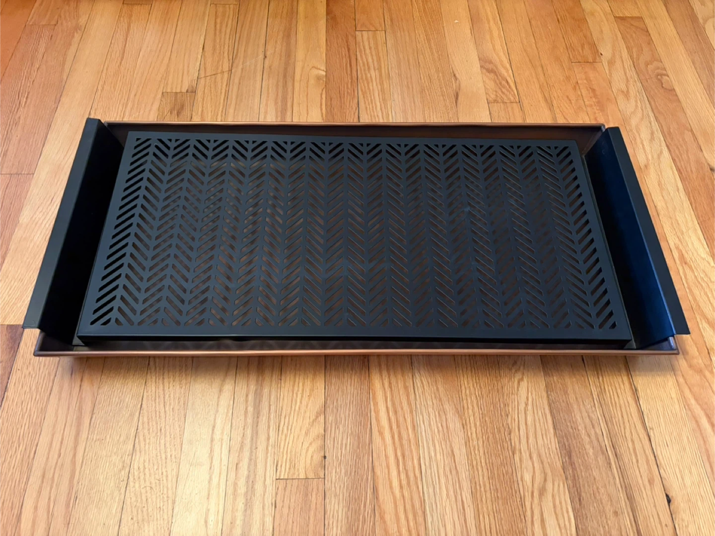 Metal boot tray, black and copper - photo 2