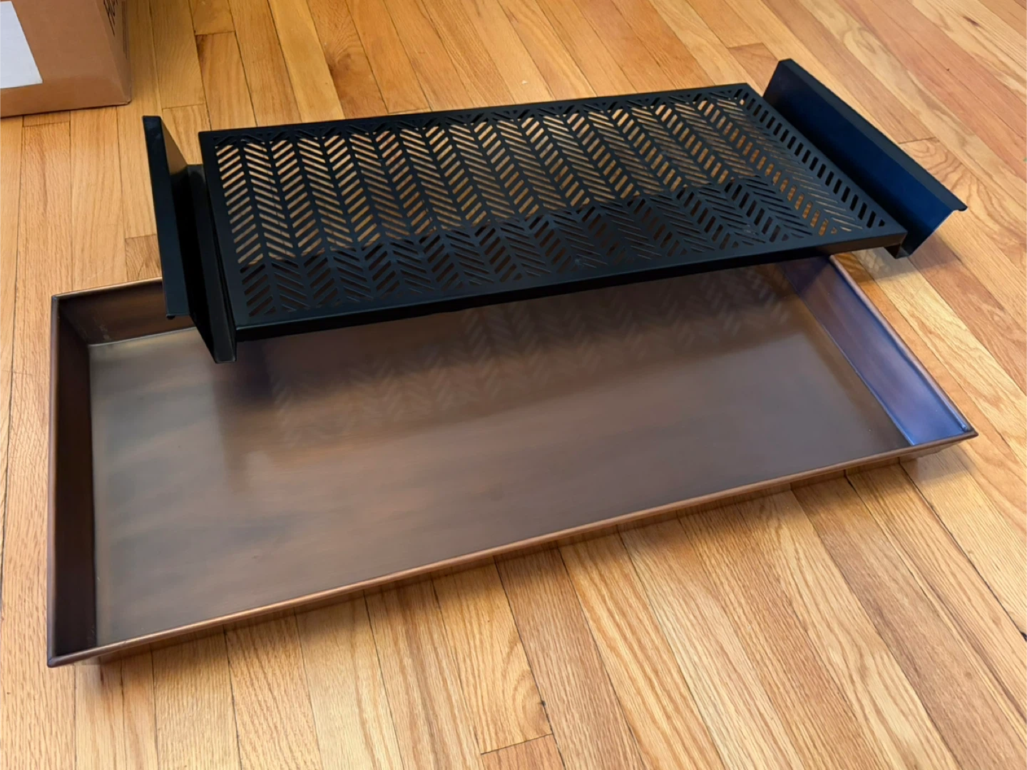 Metal boot tray, black and copper - photo 3