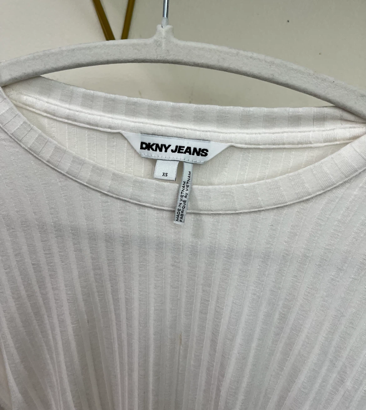 DKNY Jeans Ivory Ribbed Long Sleeve Top XS - photo 3