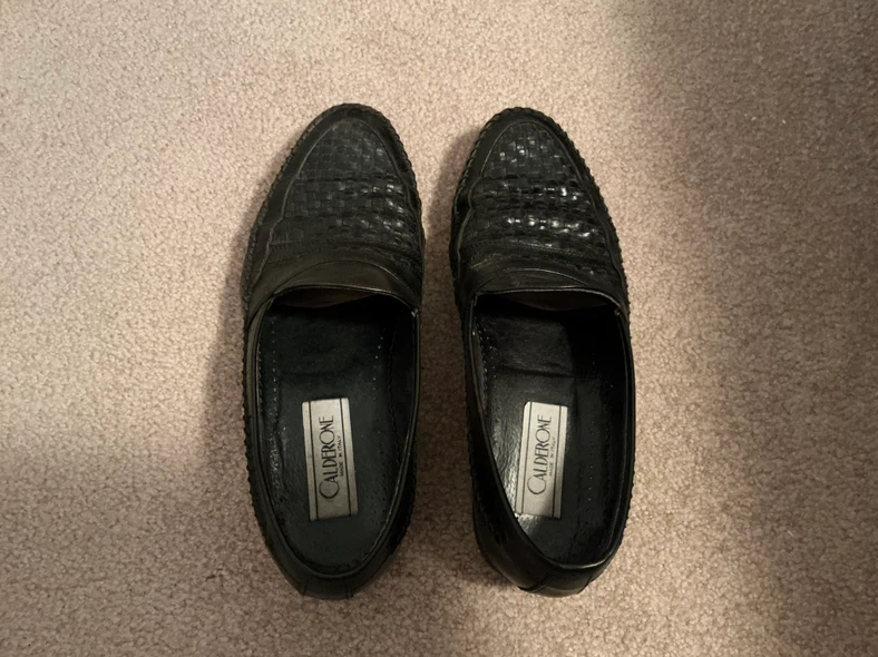 Calderone Black Woven Leather Loafers