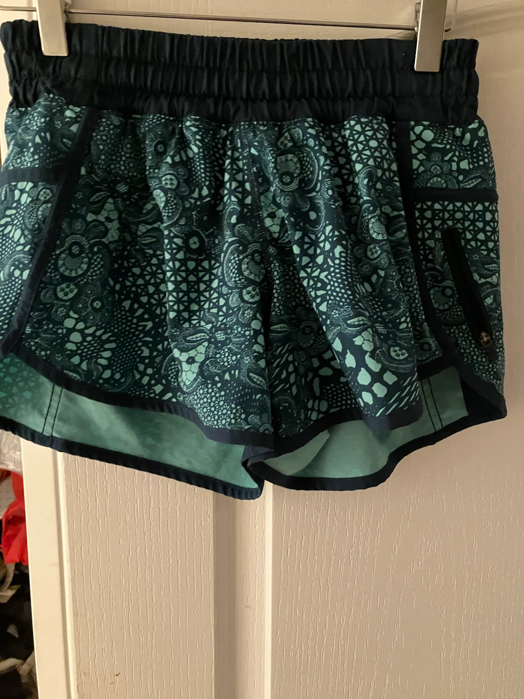 Lululemon Teal Floral Print Running Shorts