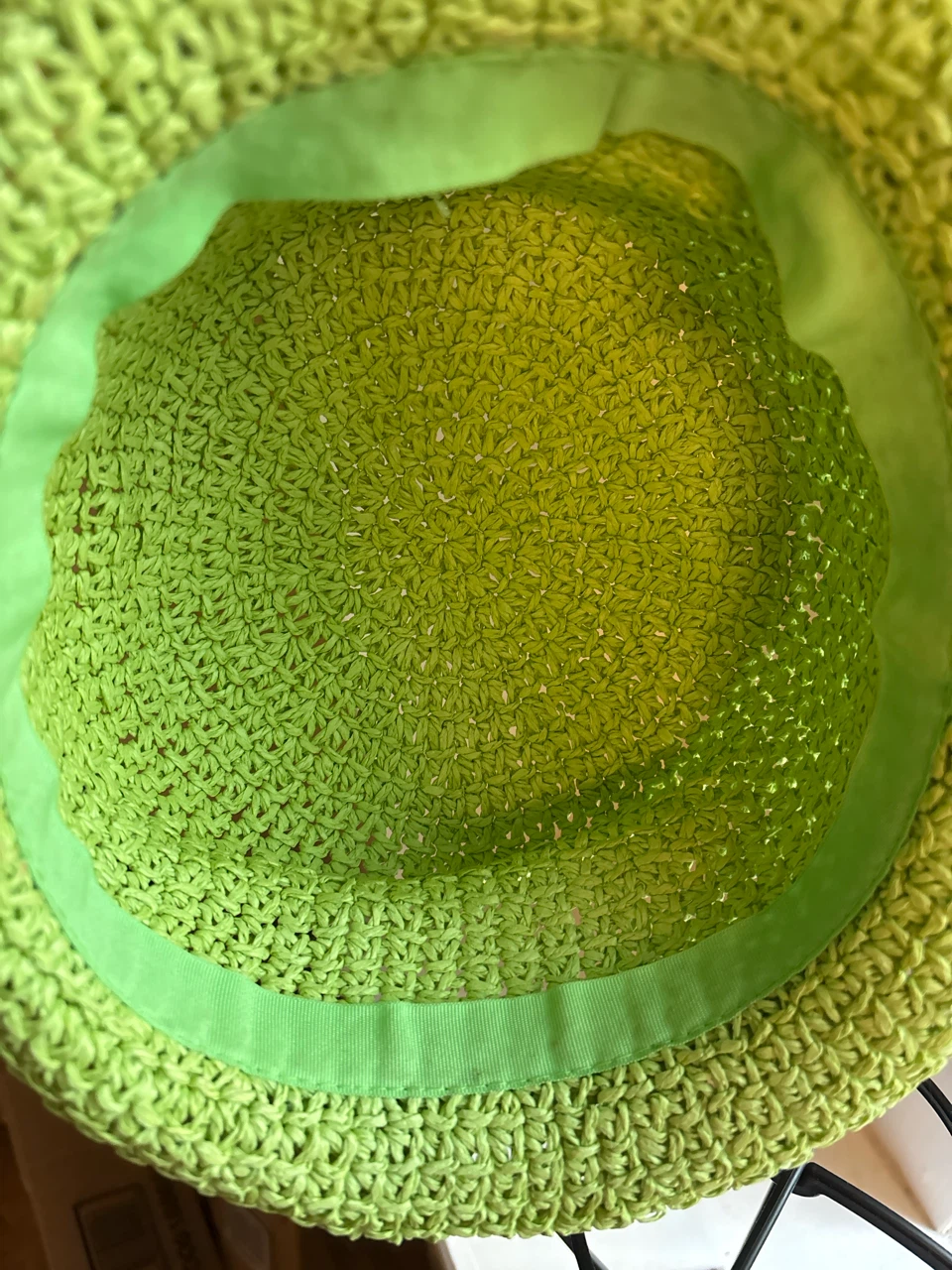 Lime Green Crochet Bucket Hat with Flower Accent - photo 2