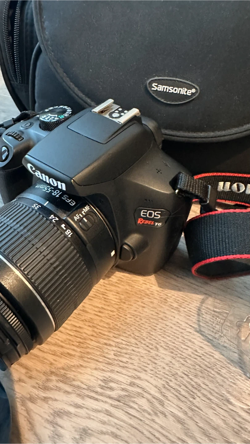 Canon EOS Rebel T6 DSLR Camera with 18-55mm Lens and Bag
