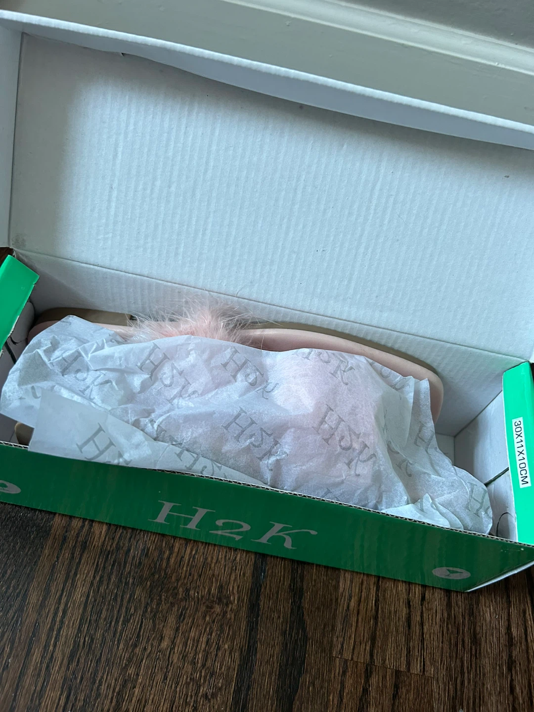 Pink H2K Feather Trimmed Sandals Size 8 - photo 5