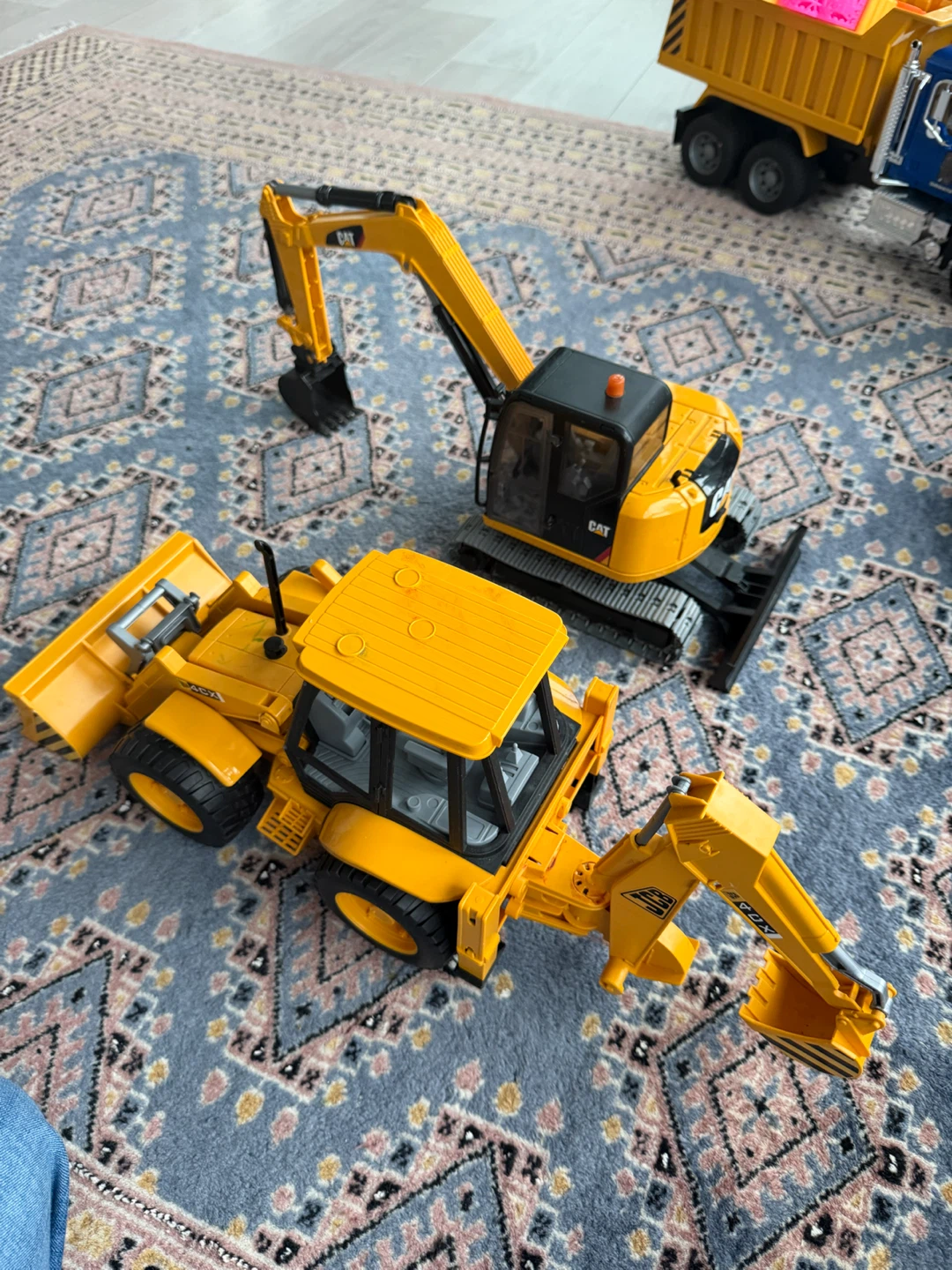 CAT Excavator Toy and Bruder Loader Backhoe