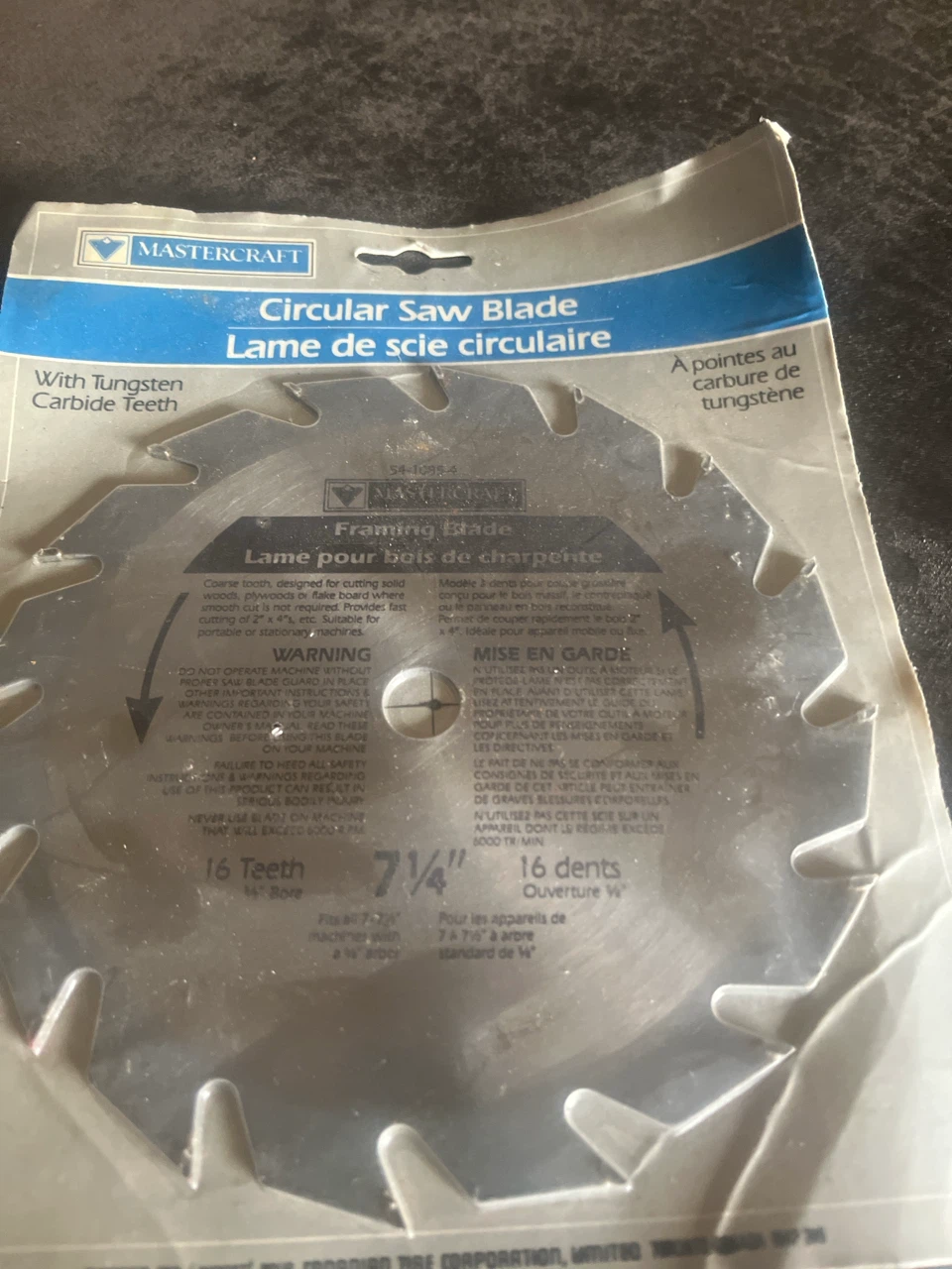 Mastercraft Circular Saw Blade - 7 1/4" Framing Blade, 16 Teeth