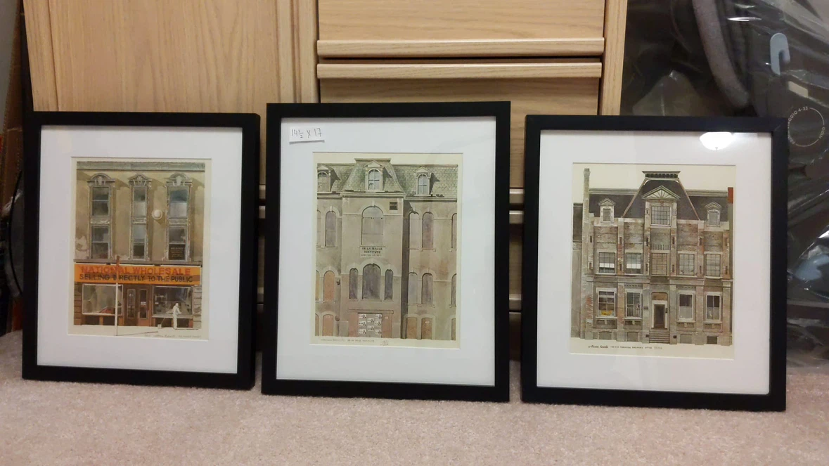 New William Roberts old Toronto set of 3 prints black wood frame