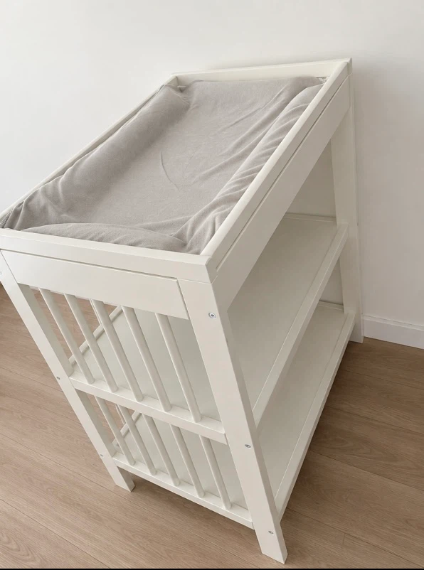 Ikea White Wooden Baby Changing Table with Shelves