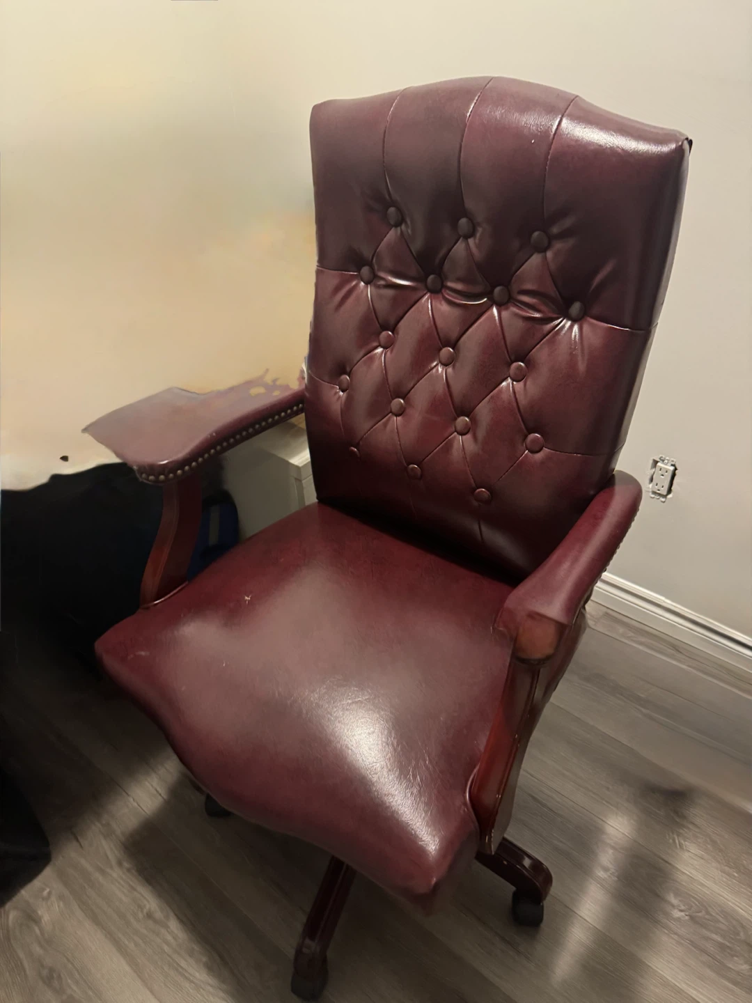 Burgundy Faux Leather Executive Office Chair