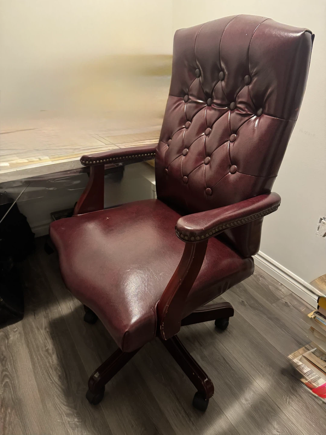 Burgundy Faux Leather Executive Office Chair - photo 2