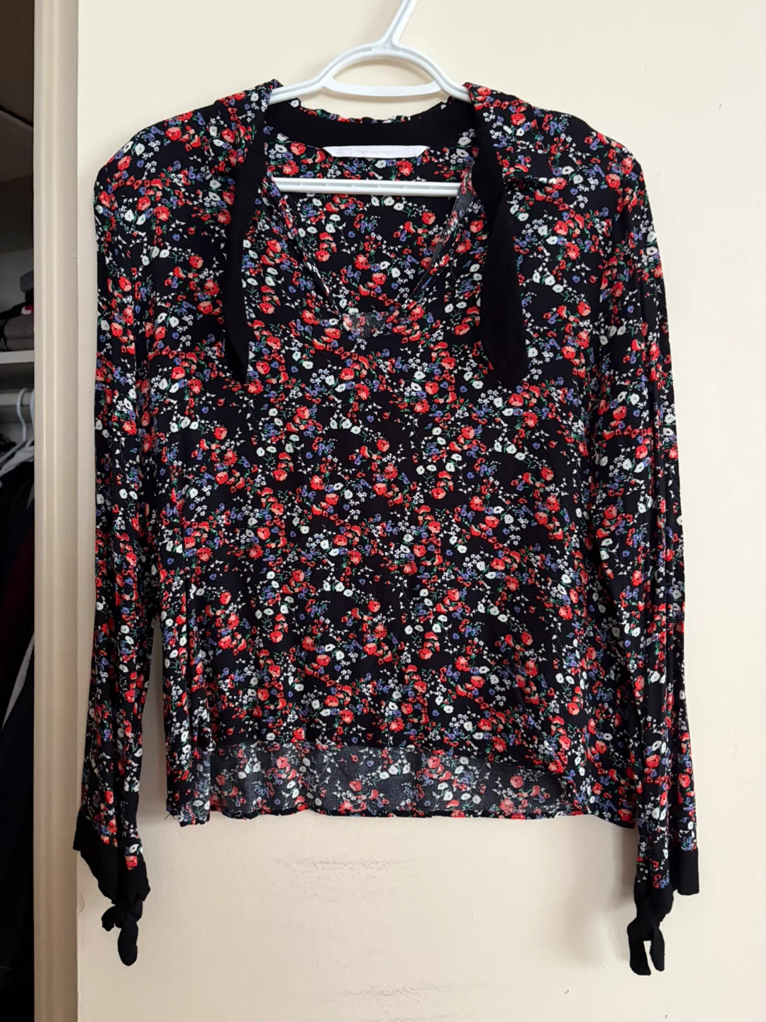 ZARA Floral Print Long Sleeve Blouse - Size L