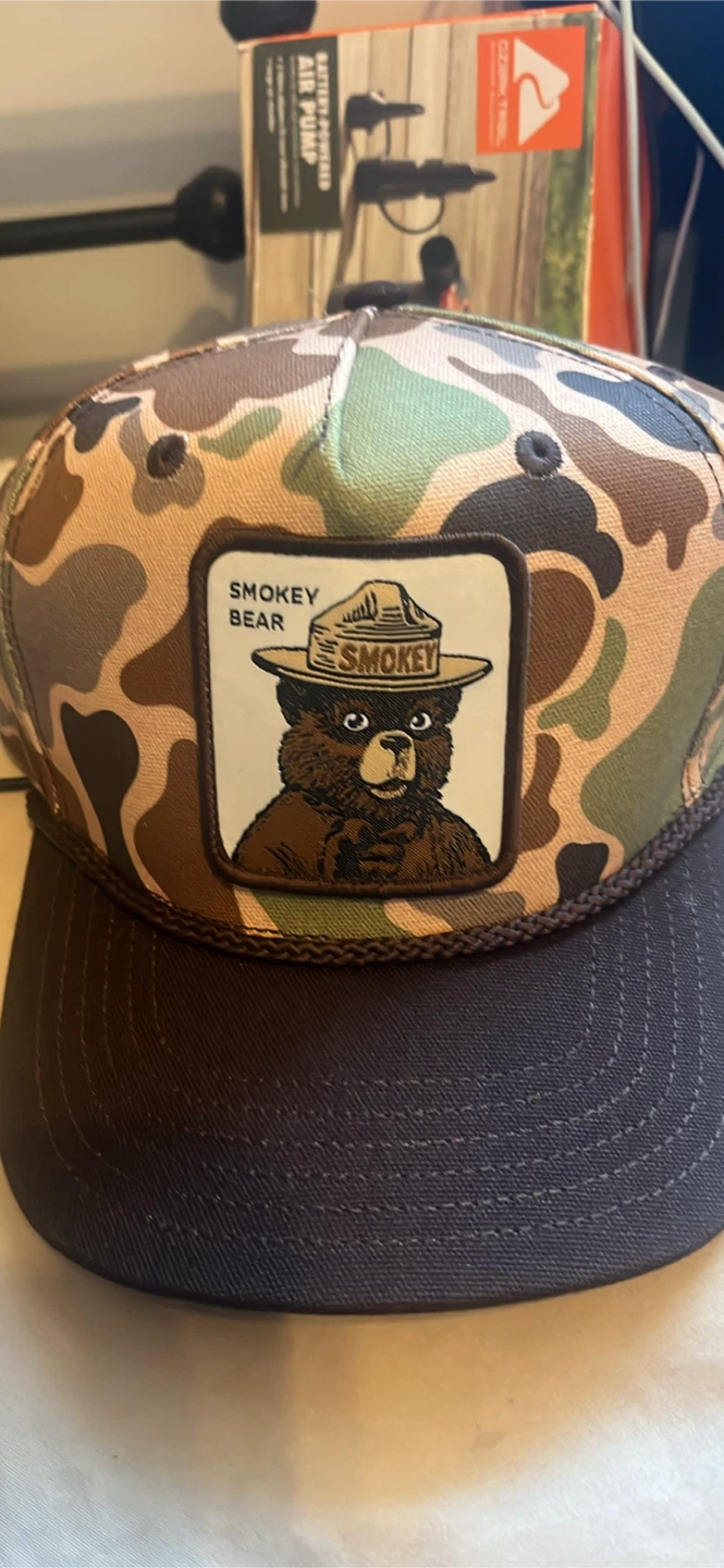 Smokey Bear Camo Hat and Black American Flag Hat Set - photo 4