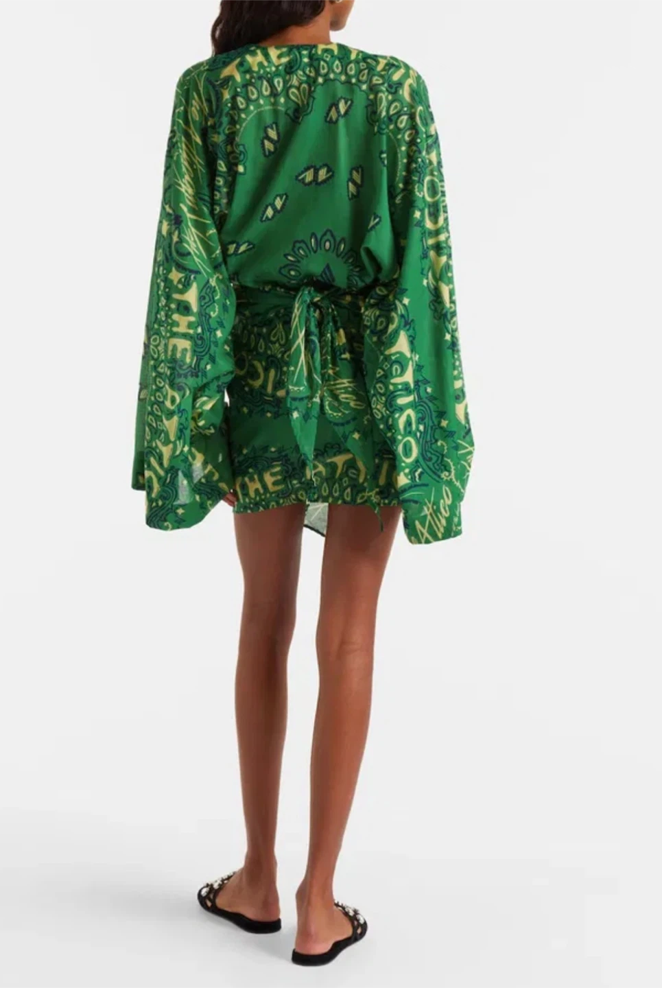 New The ATTICO Inspired Green Bandana Printed Wrap Mini Dress - photo 2