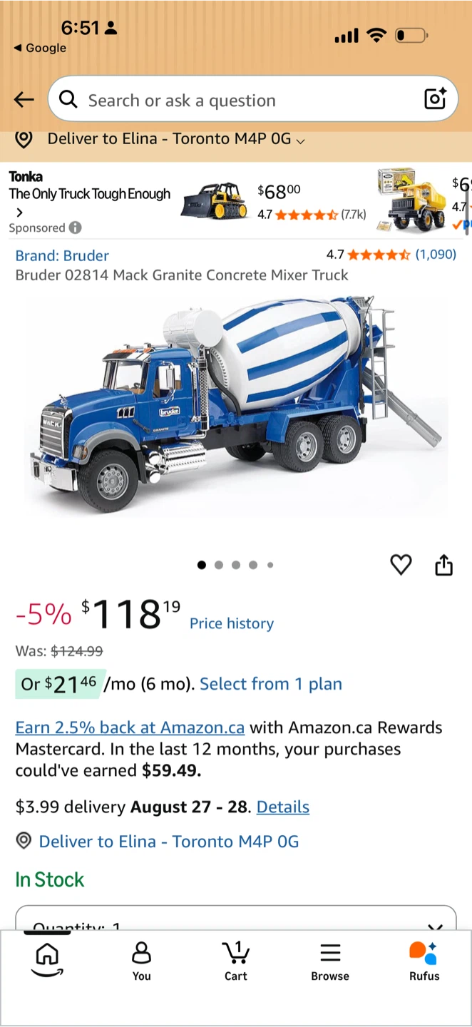 Bruder Mack Granite Cement Mixer Truck (Model 02814) - photo 2