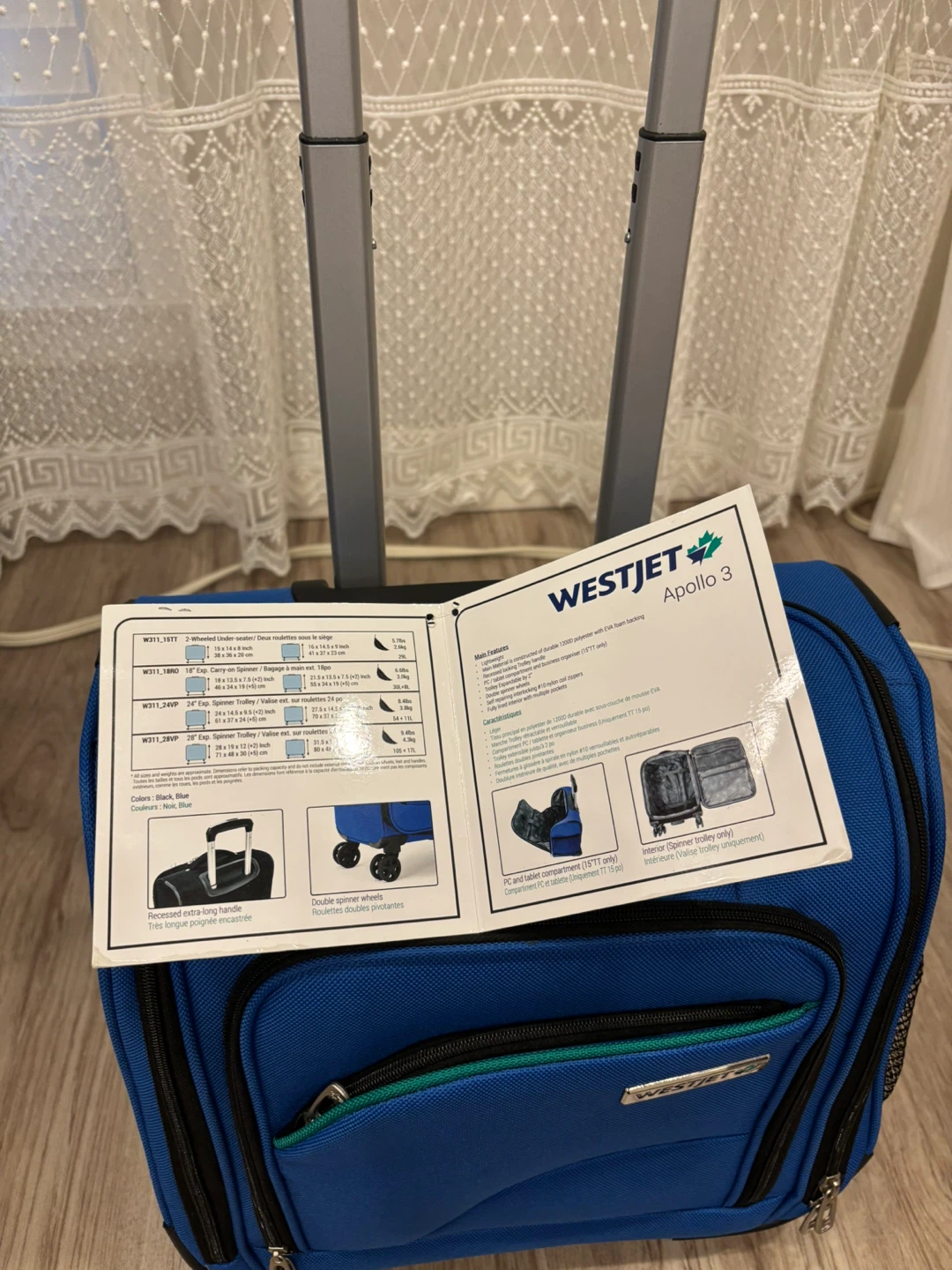 WestJet Apollo 3 Blue Rolling Luggage 20" Carry-on - photo 3