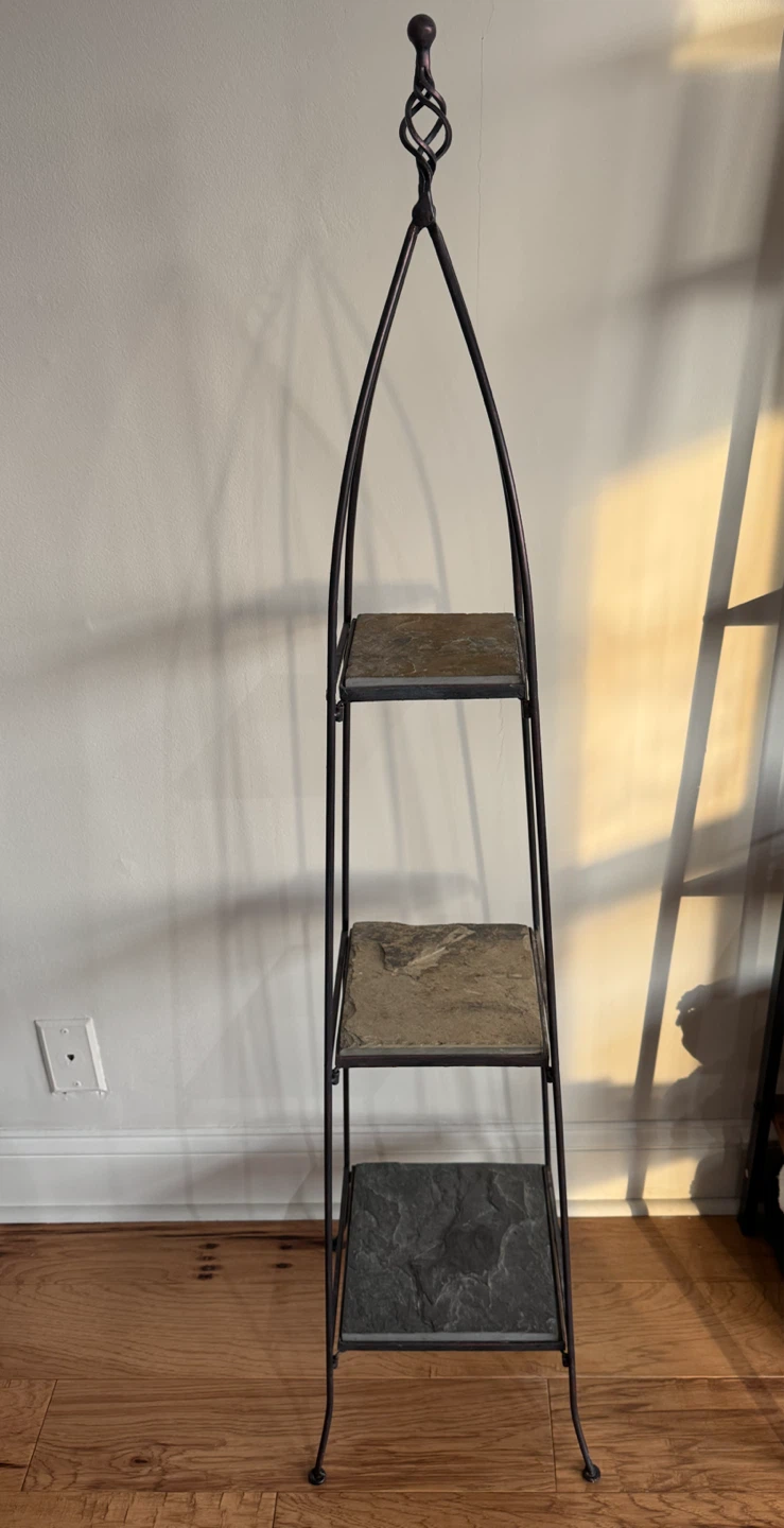 Tiered Plant Stand with Slate Shelves