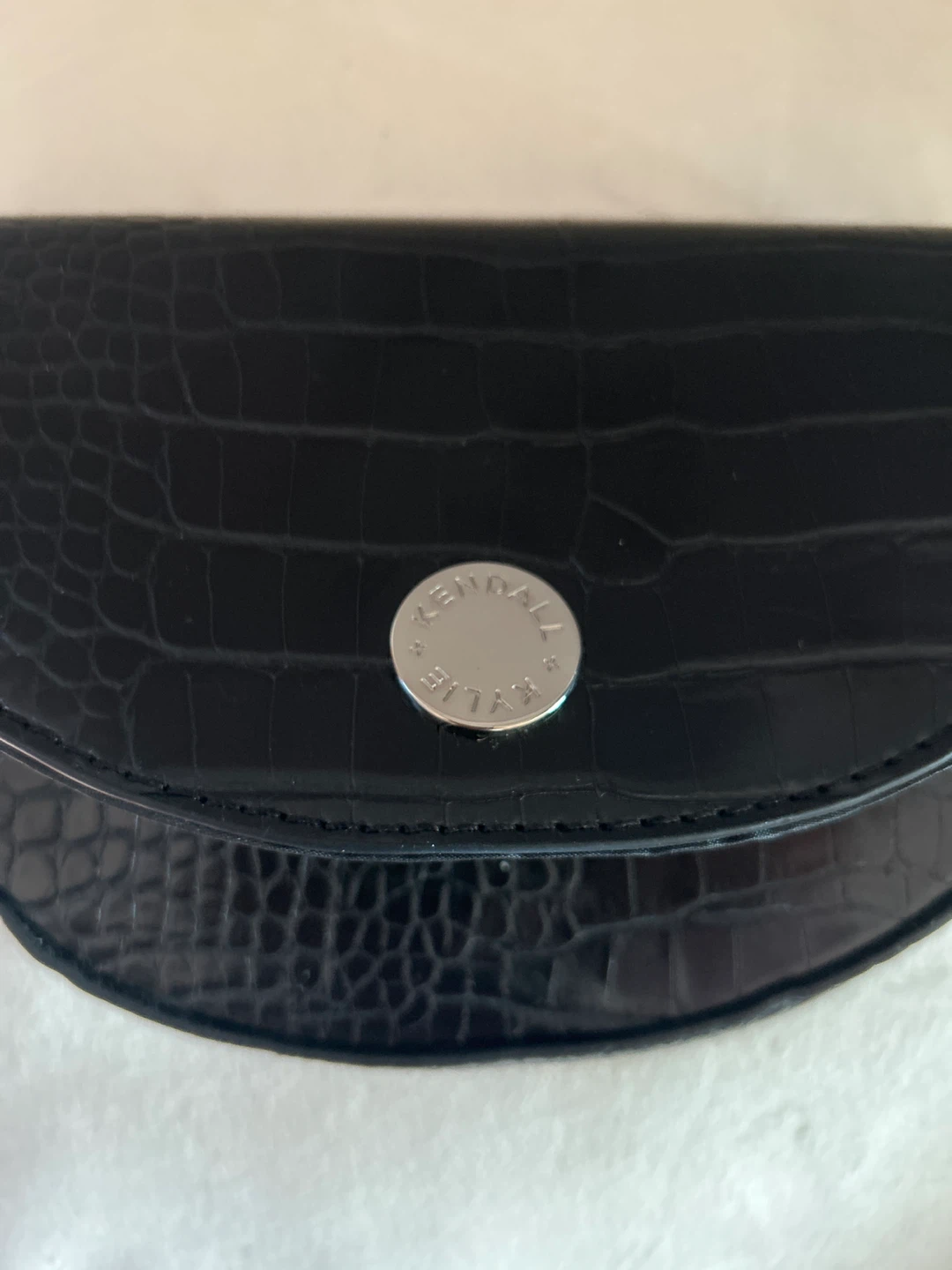 Kendall + Kylie Black Croc Embossed Mini Shoulder Bag