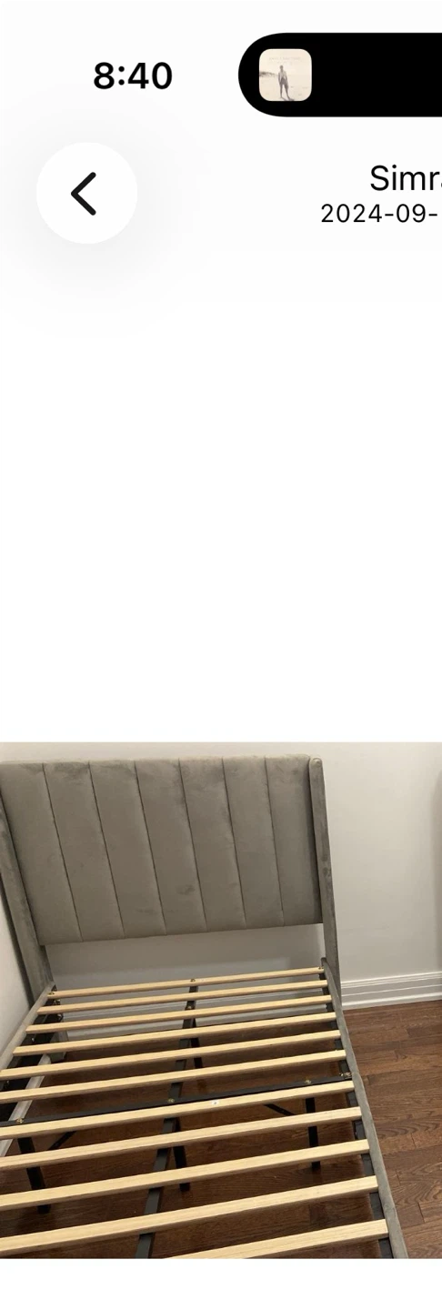 Grey Velvet Twin Bed Frame - photo 2