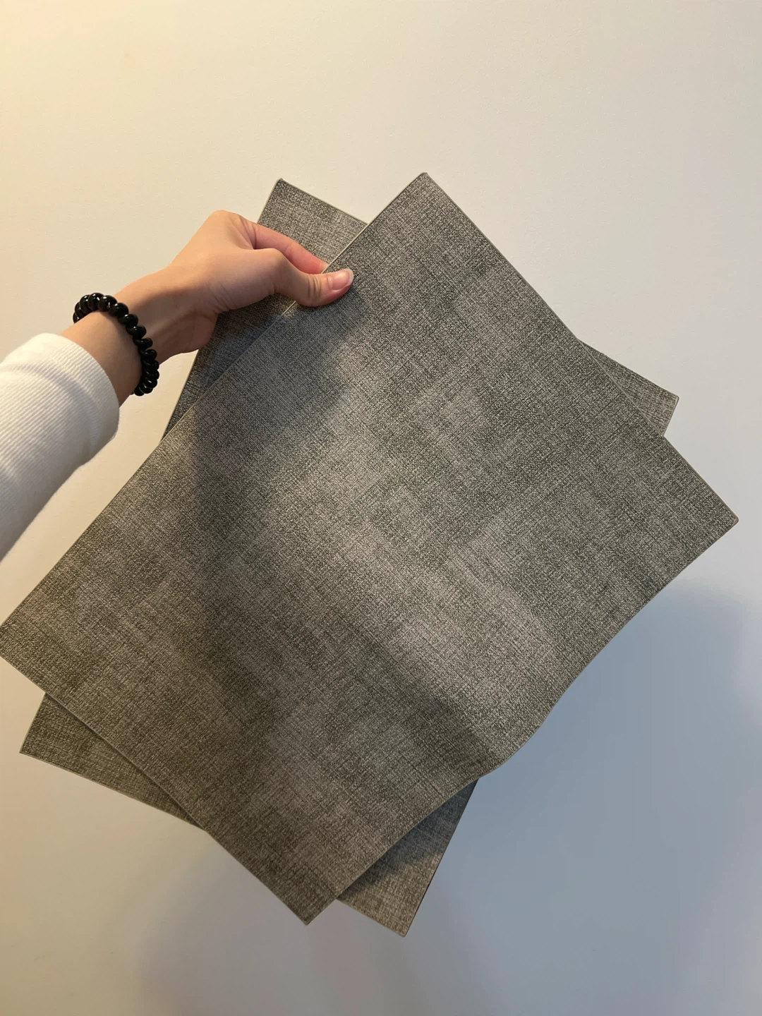 Set of 2 Grey Textured Woven Placemats