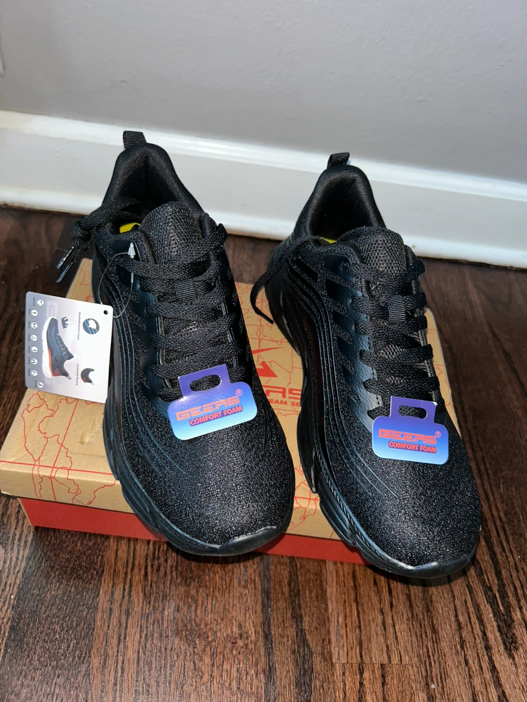 BEETAS Men's Black Comfort Foam Running Shoes - photo 2