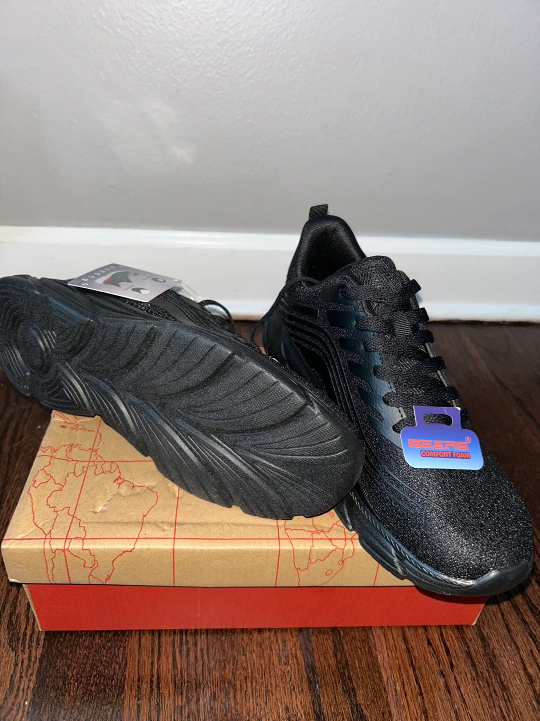 BEETAS Men's Black Comfort Foam Running Shoes - photo 5
