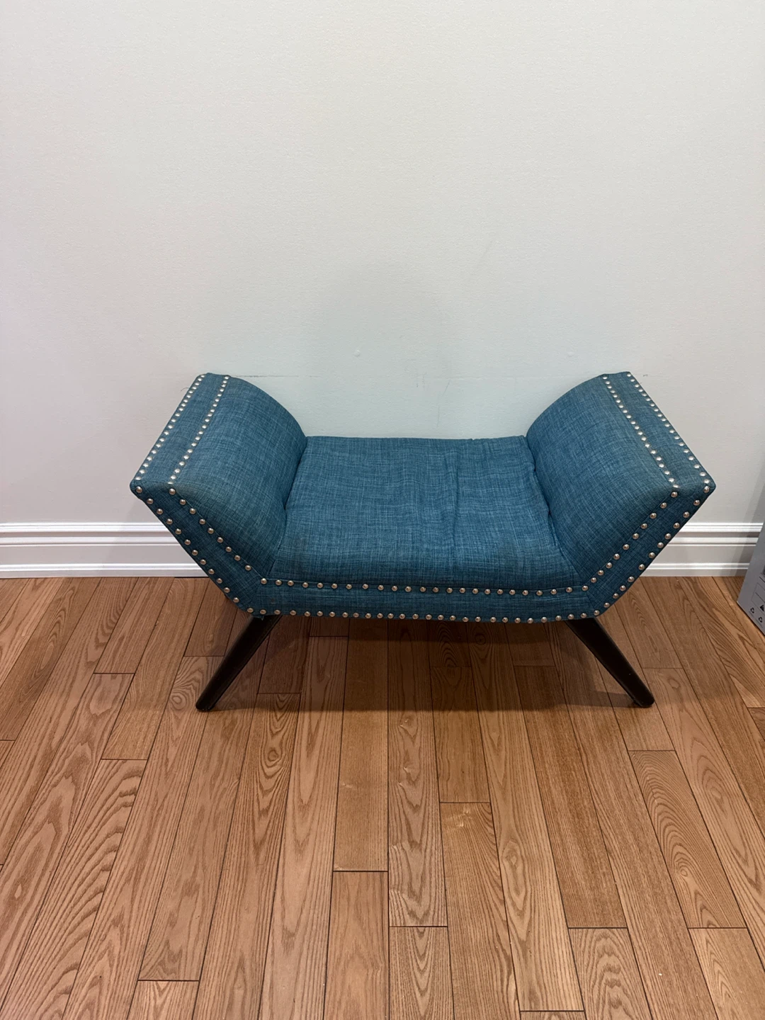 Teal Upholstered Bench with Stud Detail