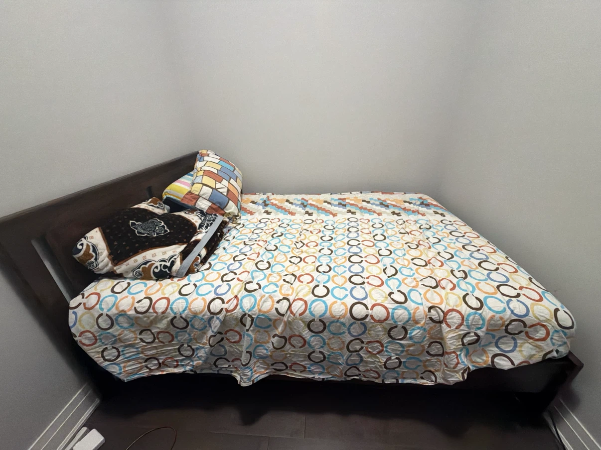 IKEA SONGESAND Dark wood double bed frame with headboard
