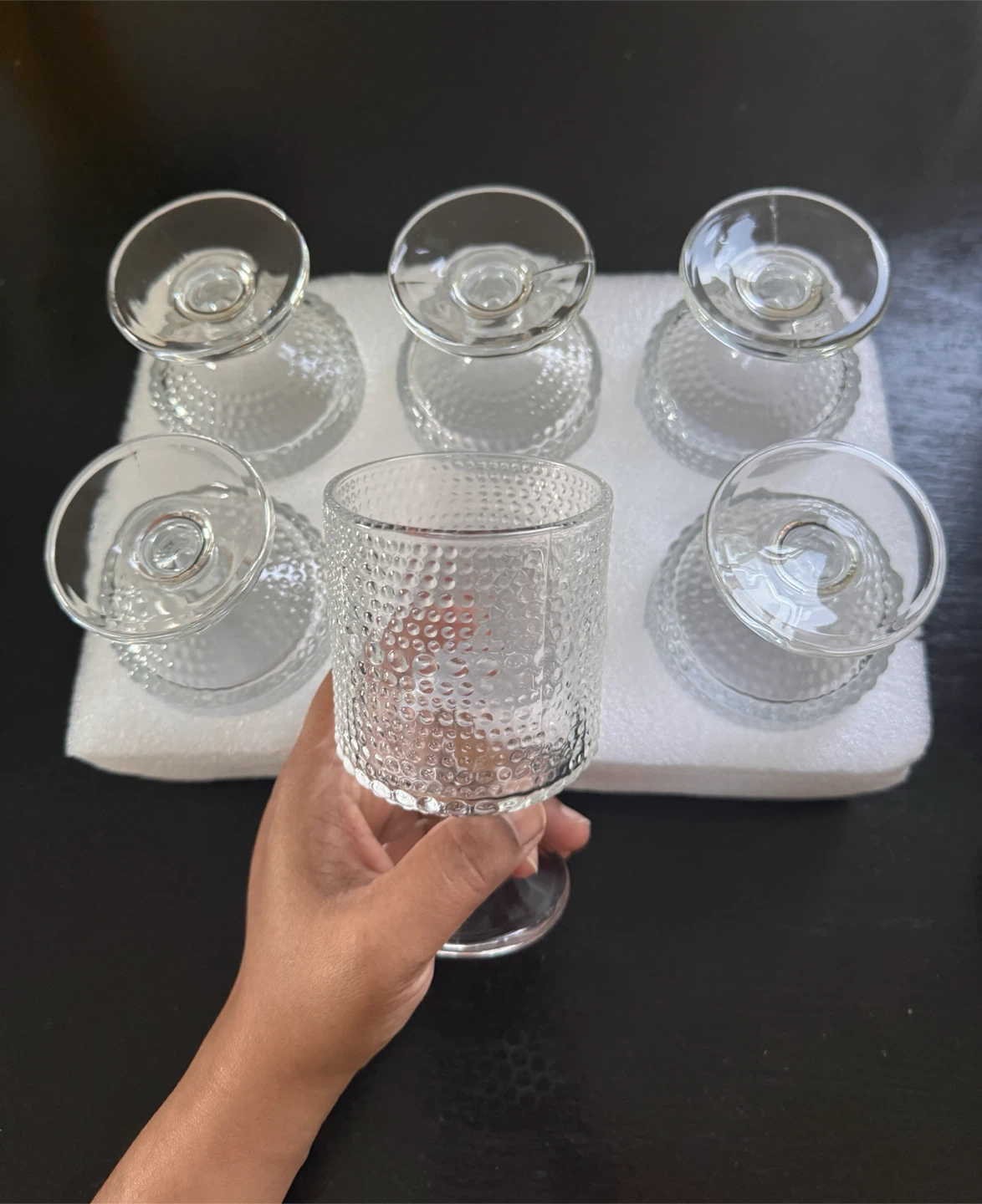Set of 6 Textured Glass Goblets - 8oz