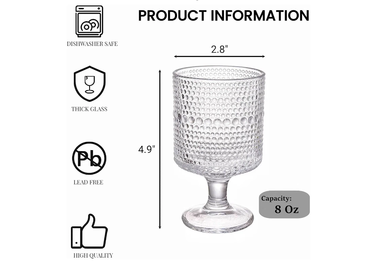 Set of 6 Textured Glass Goblets - 8oz - photo 4
