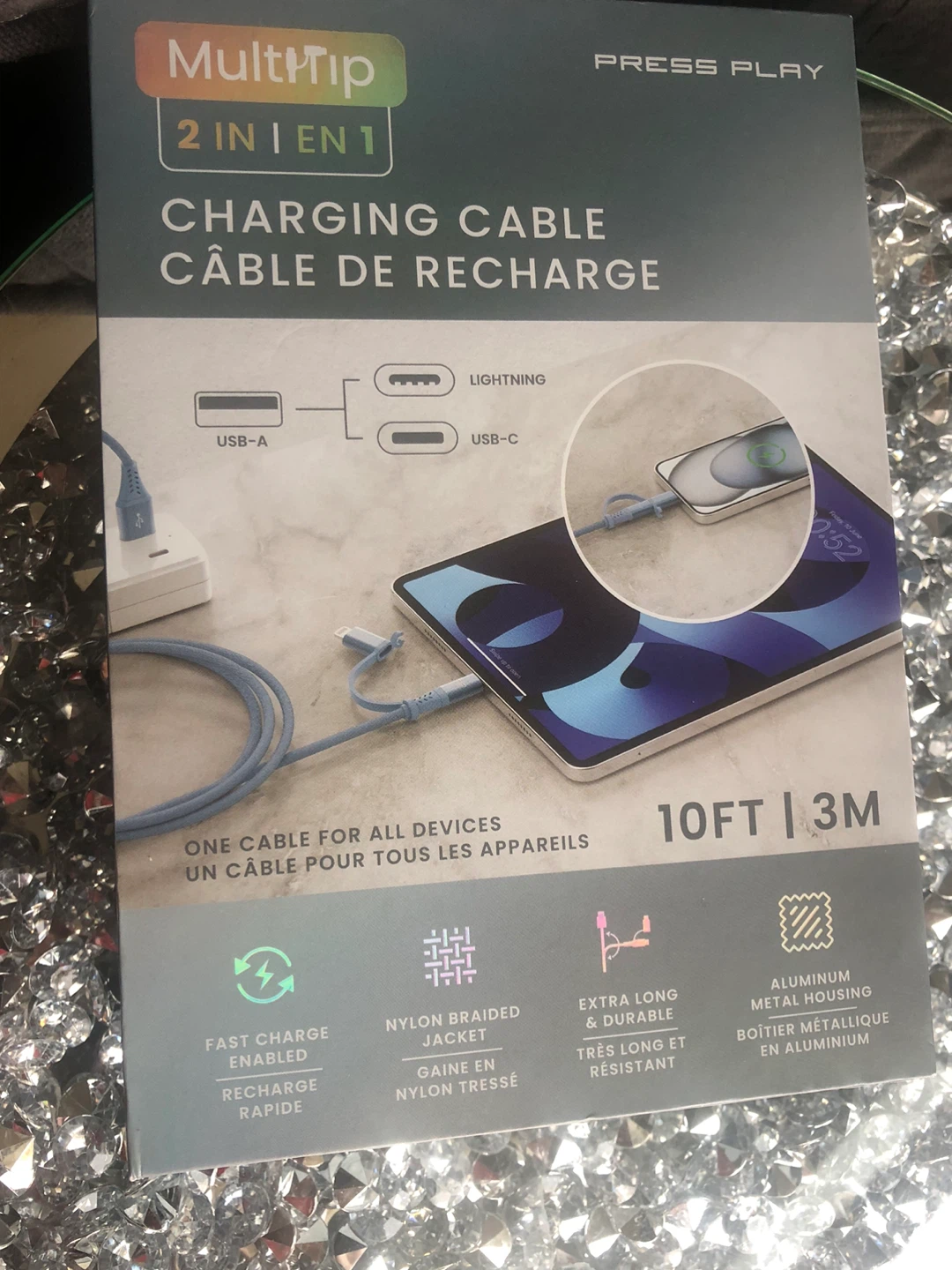 NEW Charging Cord  2-in-1 USB-A to Lightning & USB-C
