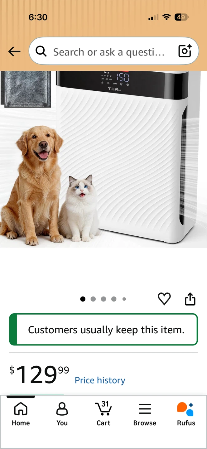 TER Air Purifier for Home Pets - photo 3