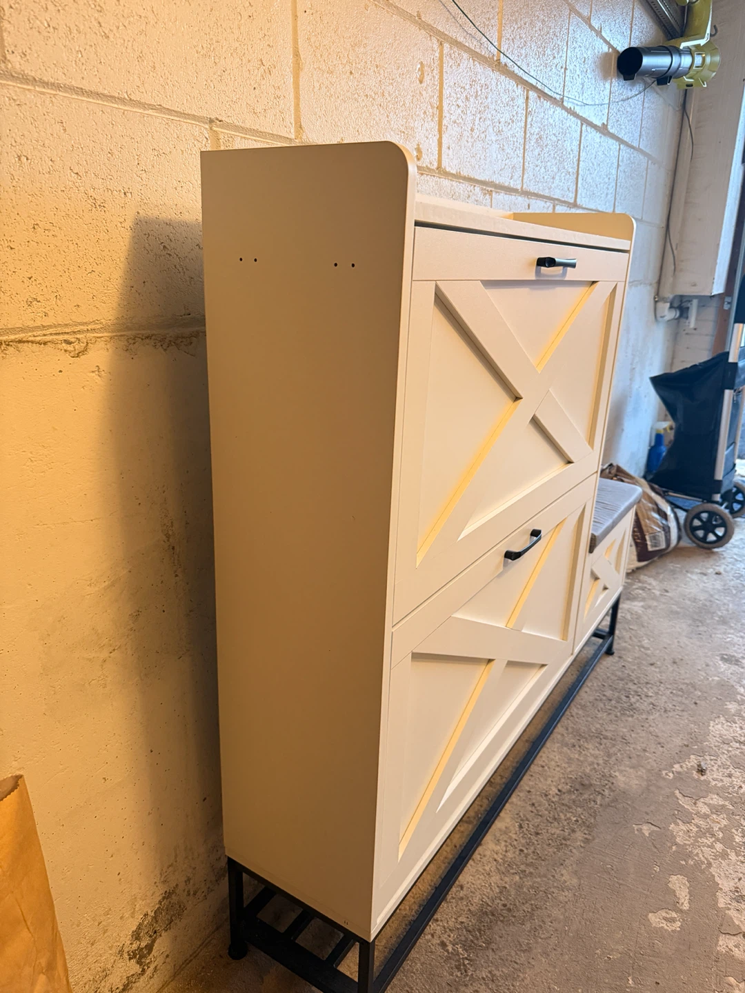 Shoe Cabinet with Flip-Drawer and Padded Seat Cushion - photo 2