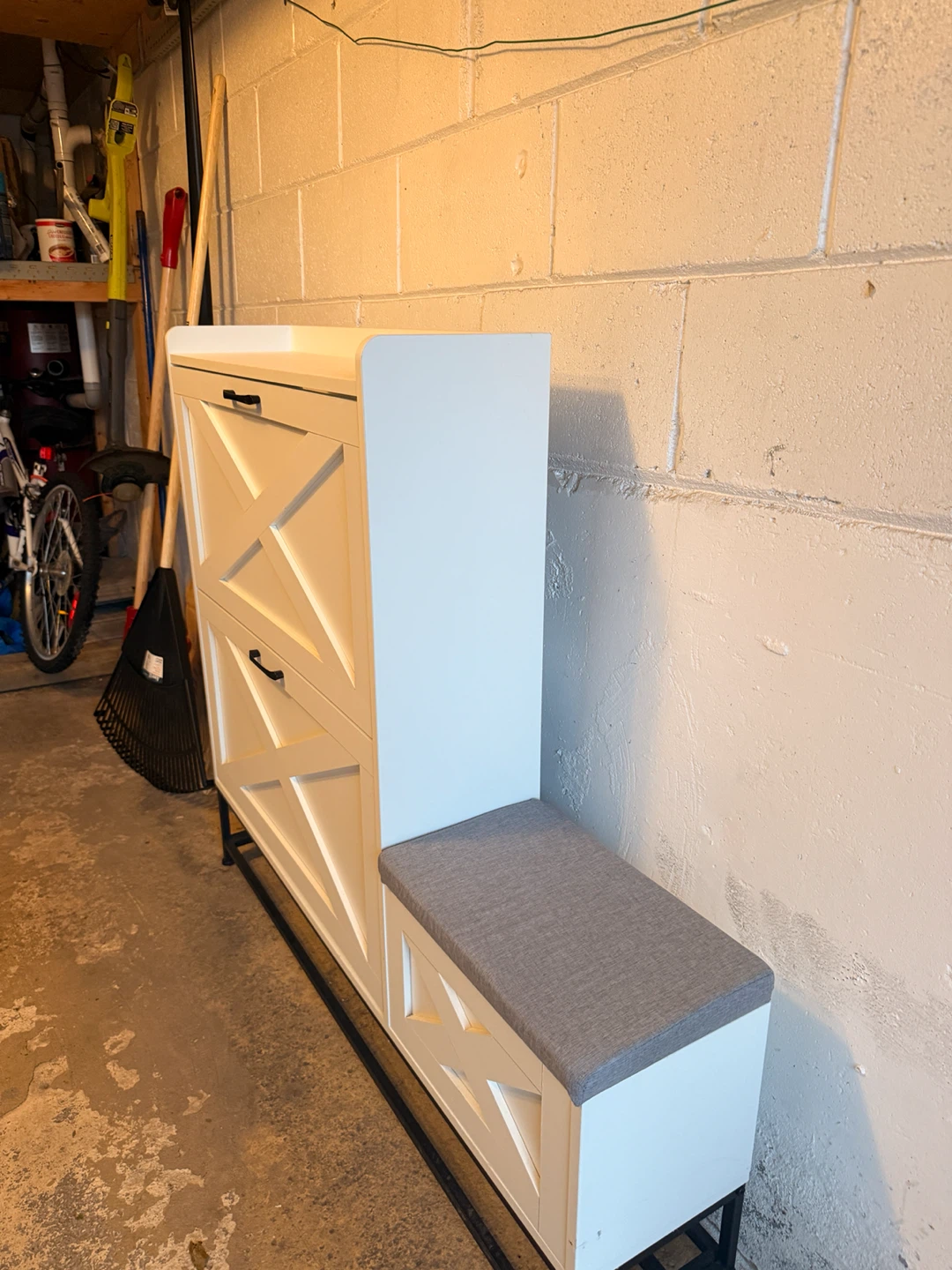 Shoe Cabinet with Flip-Drawer and Padded Seat Cushion - photo 3