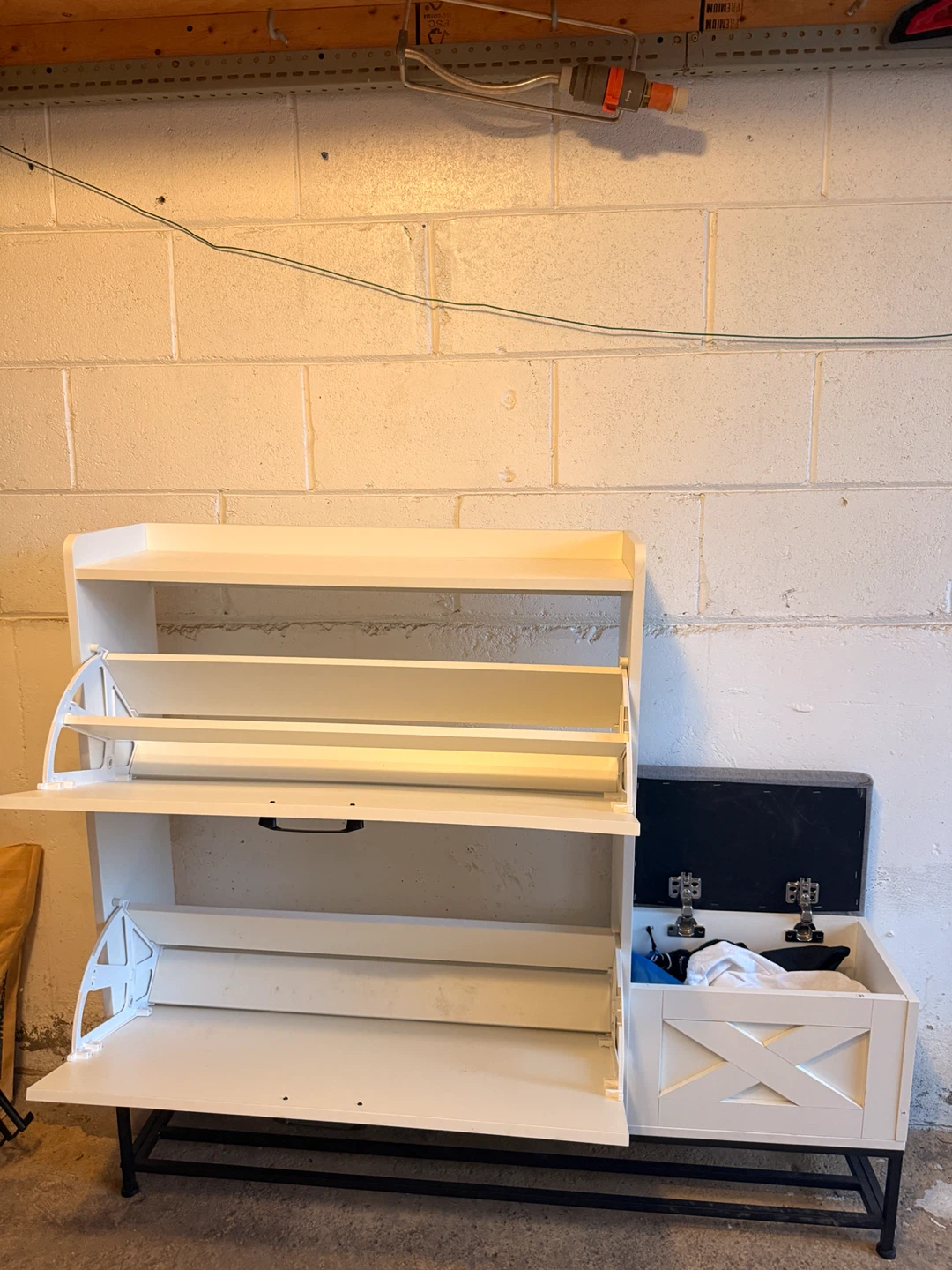 Shoe Cabinet with Flip-Drawer and Padded Seat Cushion - photo 4