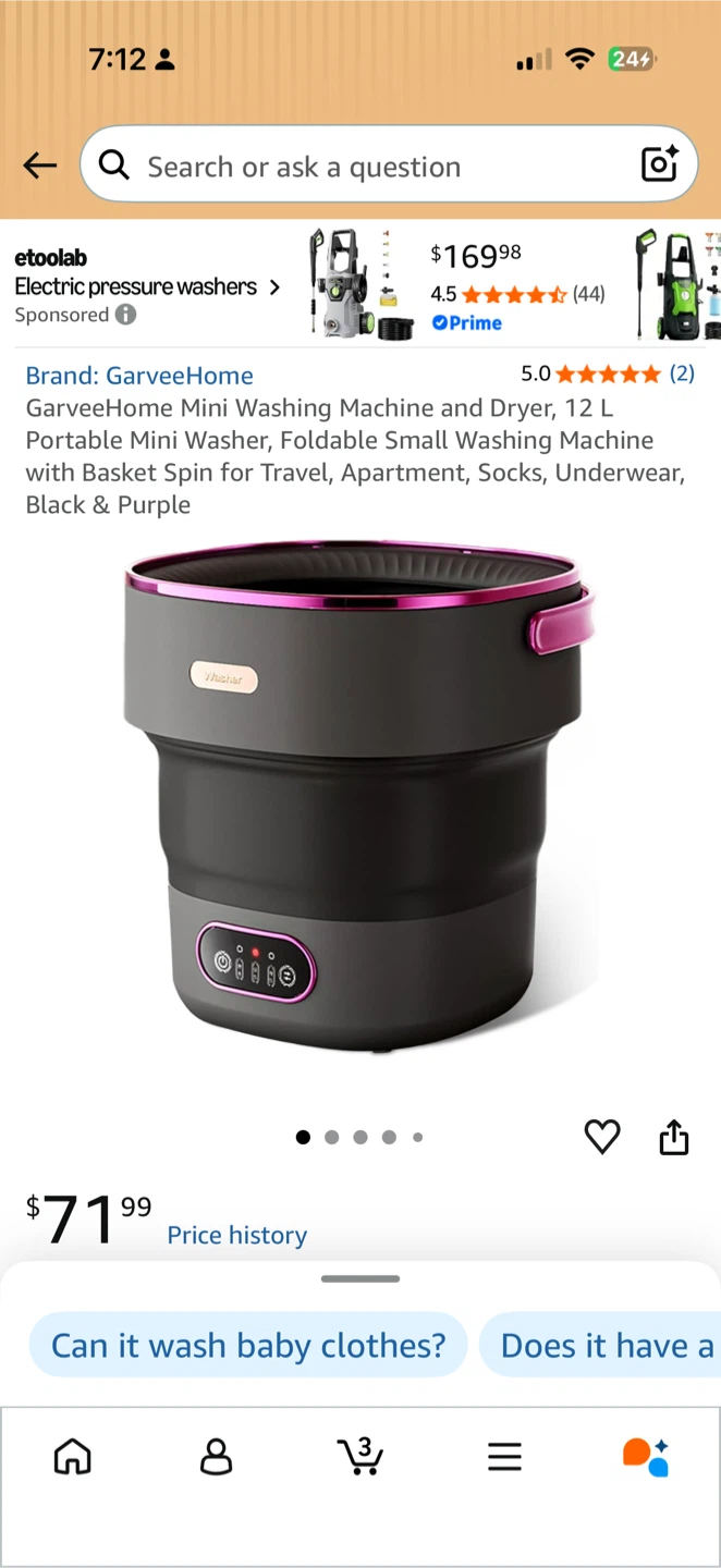 GarveeHome Mini Washing Machine and Dryer - 12 L