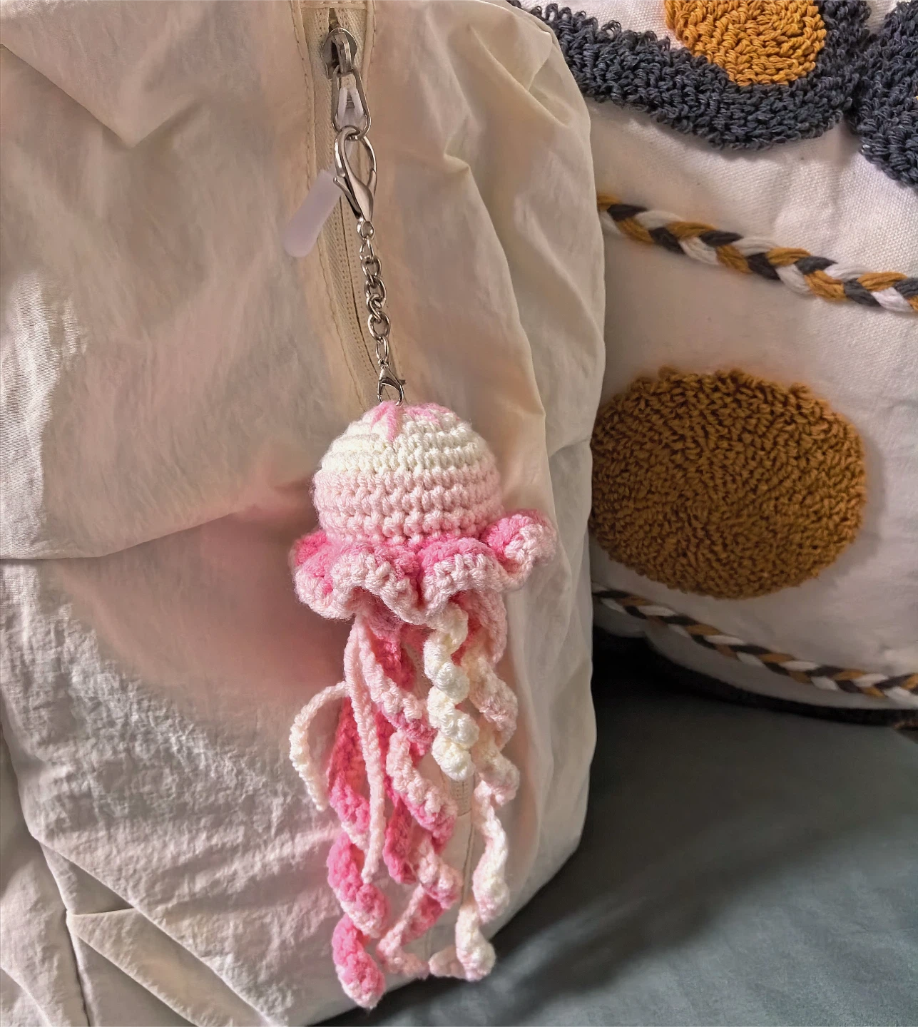 Handmade Crochet Jellyfish Bag Charm & Keychain (Customizable)