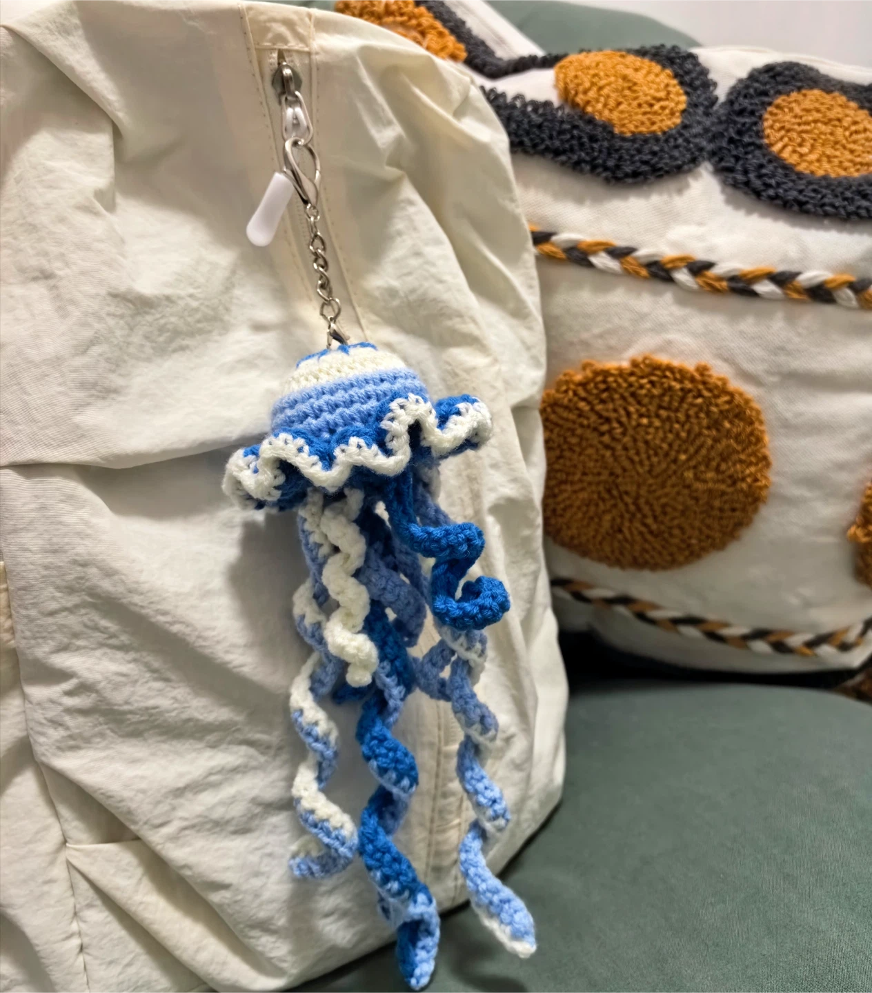 Handmade Crochet Jellyfish Bag Charm & Keychain (Customizable) - photo 2