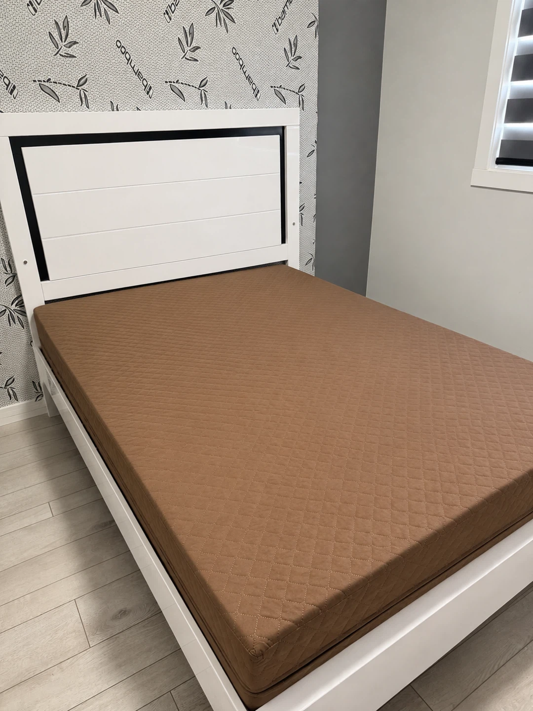 White Queen Bed Frame with Mattress