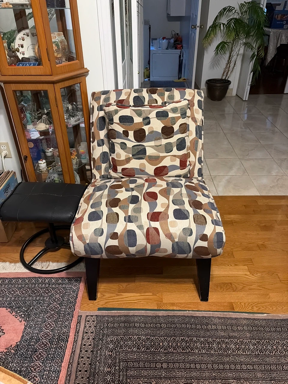 Armless Accent Chair with Decorative Pillow - photo 2