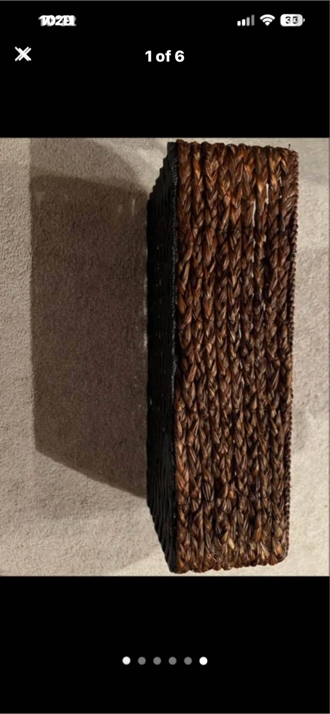 Rectangular Woven Wicker Basket with Handles
