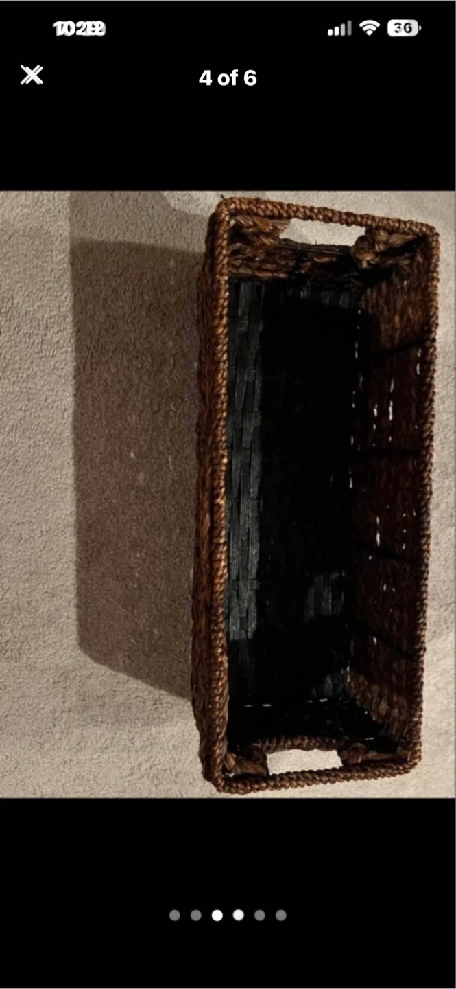 Rectangular Woven Wicker Basket with Handles - photo 2